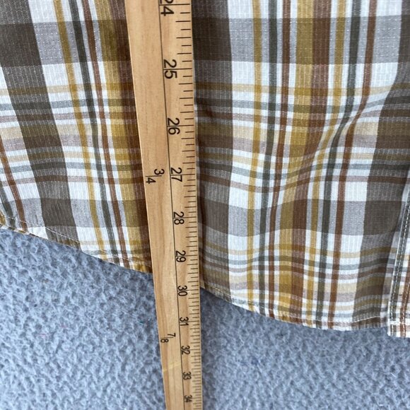 Carhartt Shirt Mens Large Beige Multi Plaid Relaxed Fit Short Sleeve Button Up - Picture 9 of 10